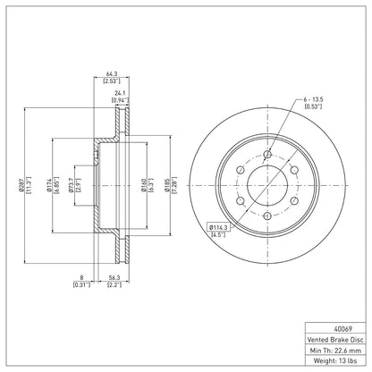 Dynamic Friction Company Disc Brake Rotor 600-40069