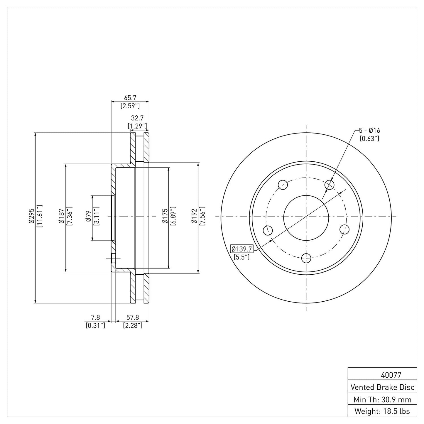 Dynamic Friction Company Disc Brake Rotor 600-40077