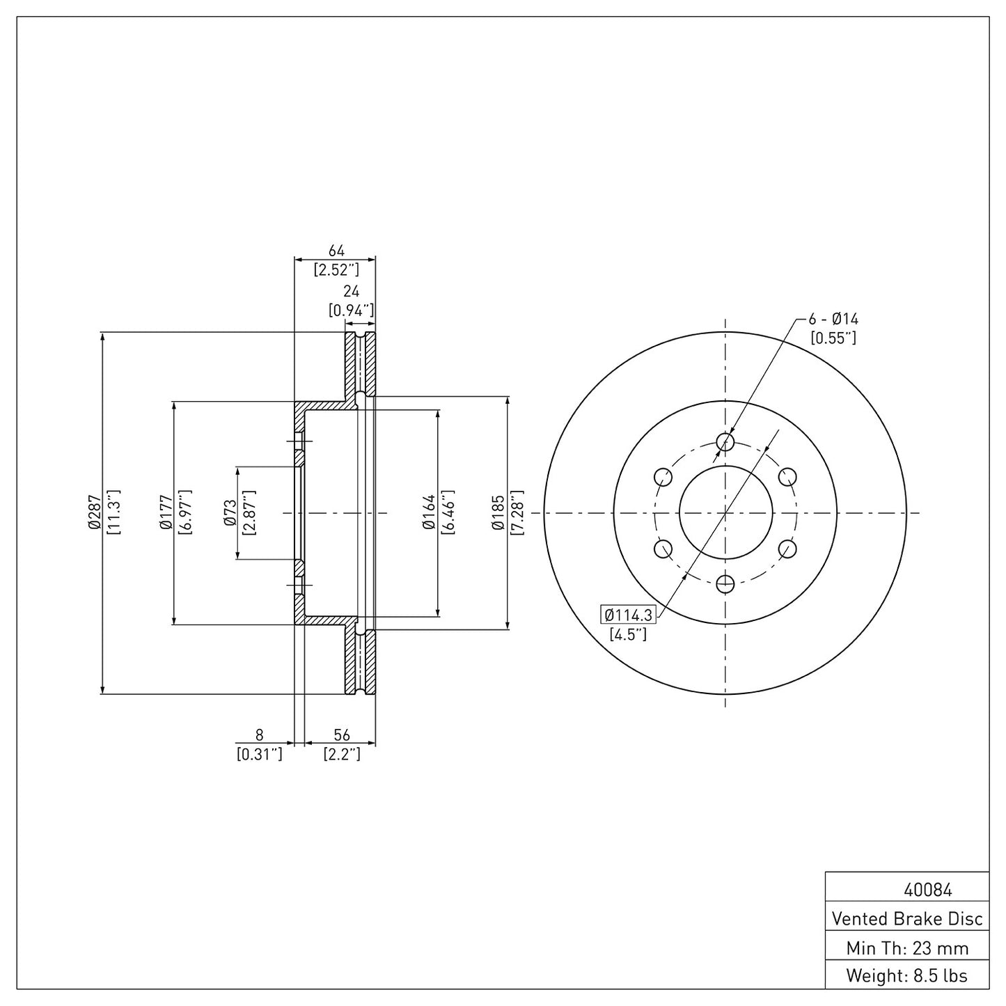Dynamic Friction Company Disc Brake Rotor 600-40084