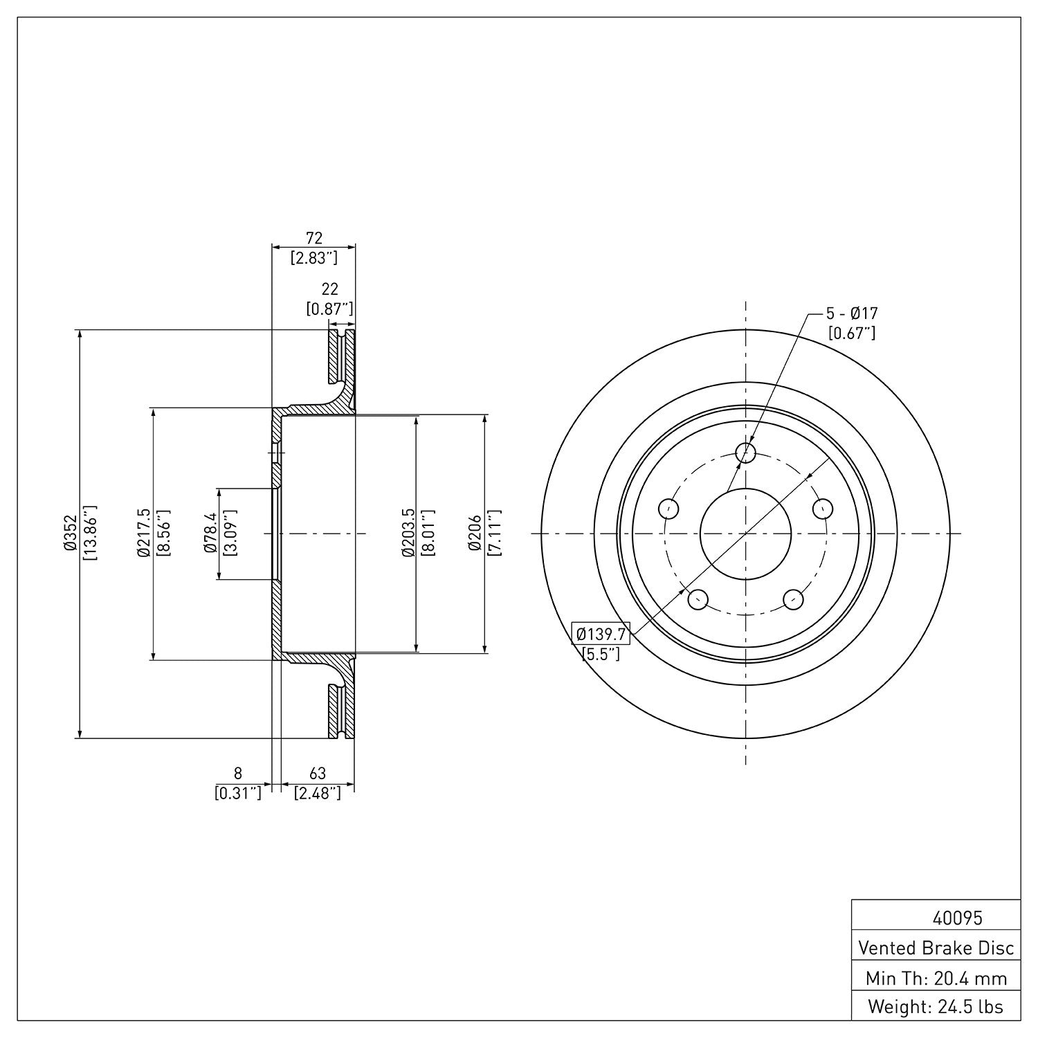 Dynamic Friction Company Disc Brake Rotor 600-40095