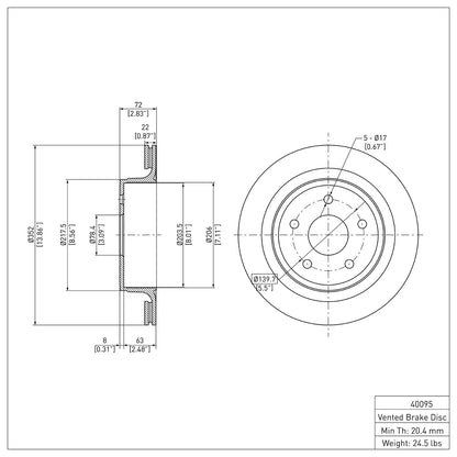 Dynamic Friction Company Disc Brake Rotor 600-40095