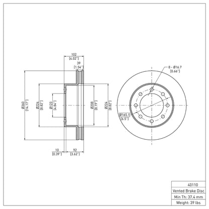 Dynamic Friction Company Disc Brake Rotor 600-40110