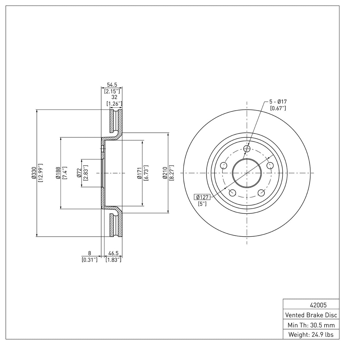 Dynamic Friction Company Disc Brake Rotor 600-42005