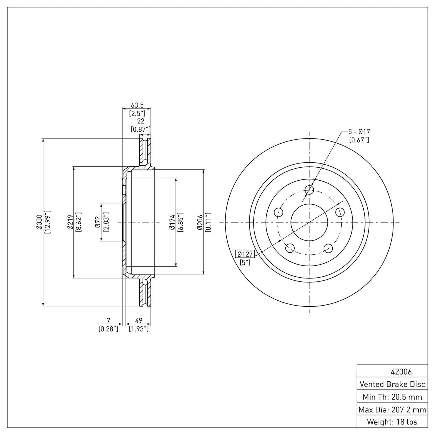 Dynamic Friction Company Disc Brake Rotor 600-42006