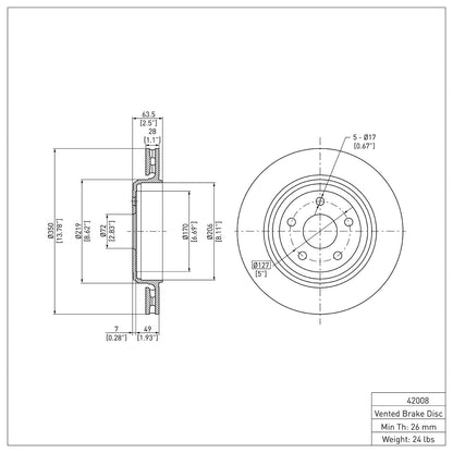 Dynamic Friction Company Disc Brake Rotor 600-42008