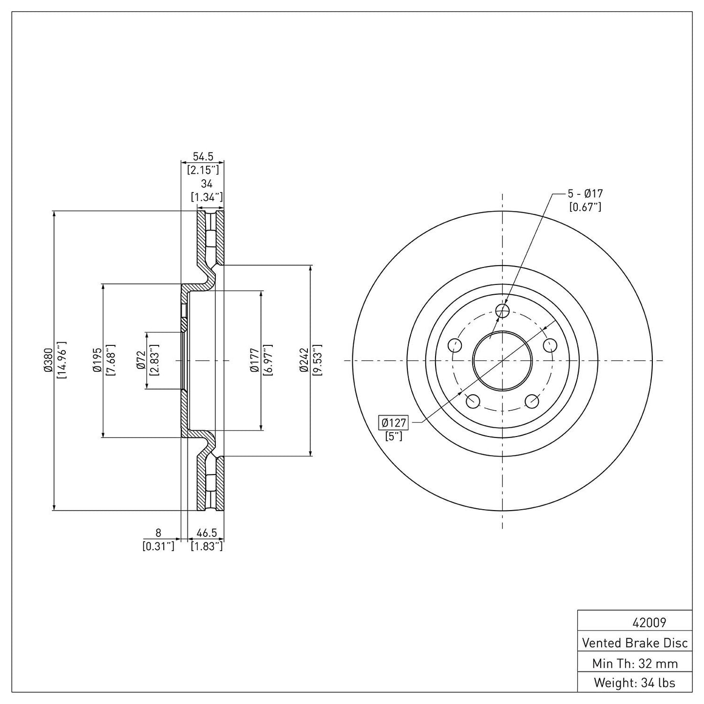 Dynamic Friction Company Disc Brake Rotor 600-42009