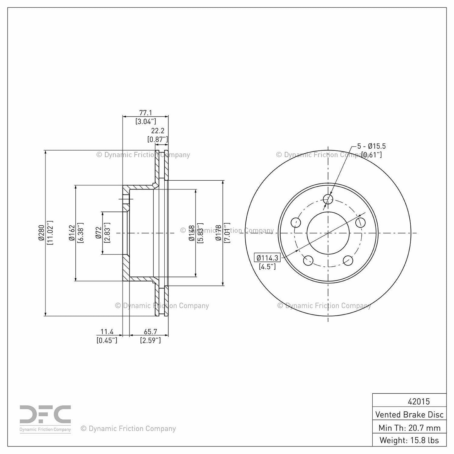 Dynamic Friction Company Disc Brake Rotor 600-42015