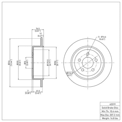 Dynamic Friction Company Disc Brake Rotor 600-42019