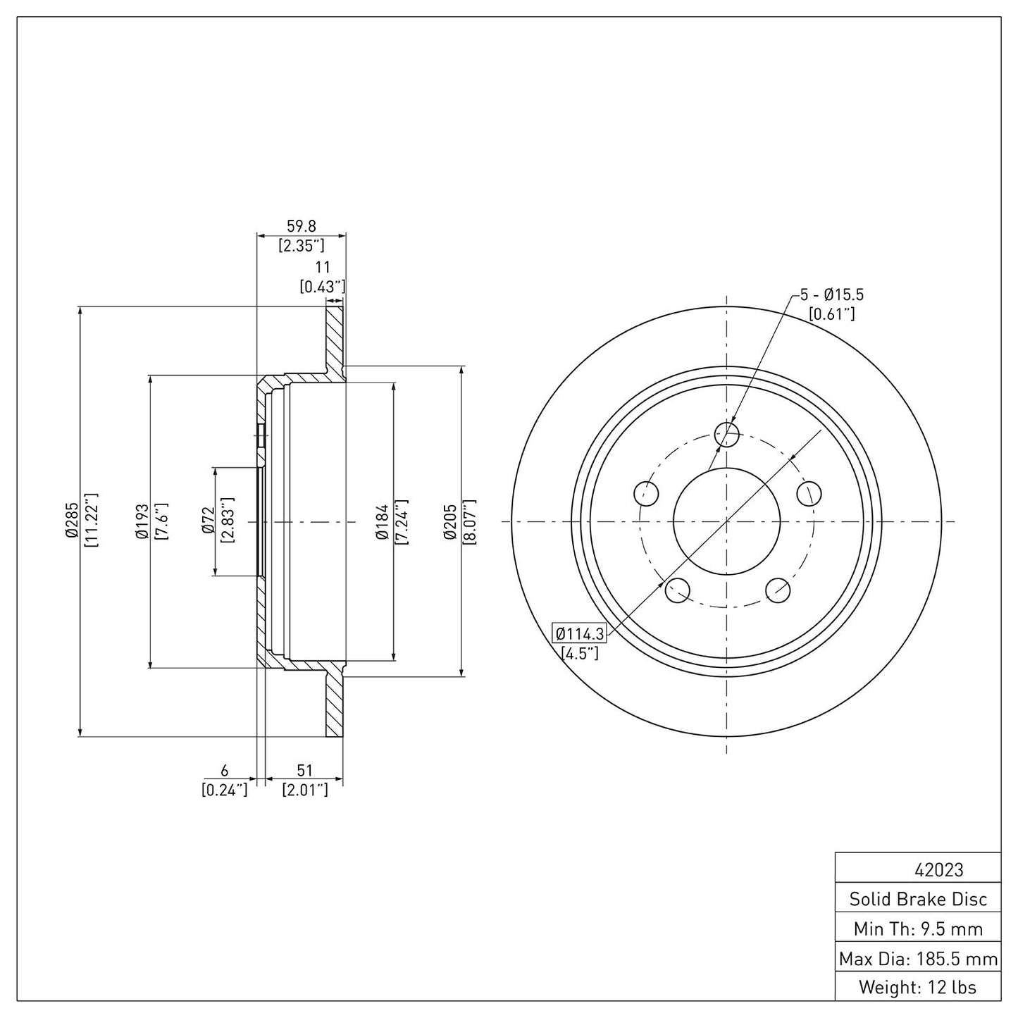 Dynamic Friction Company Disc Brake Rotor 600-42023