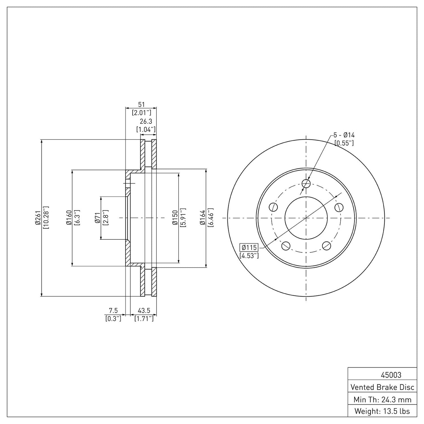 Dynamic Friction Company Disc Brake Rotor 600-45003