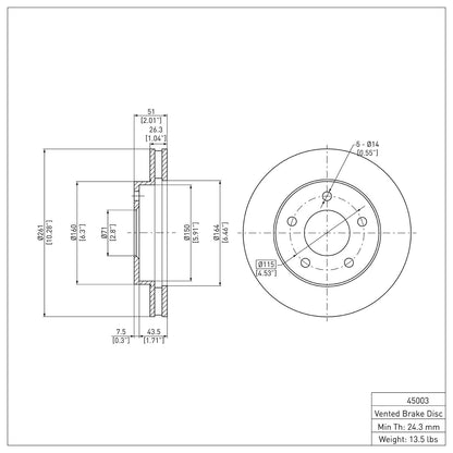 Dynamic Friction Company Disc Brake Rotor 600-45003