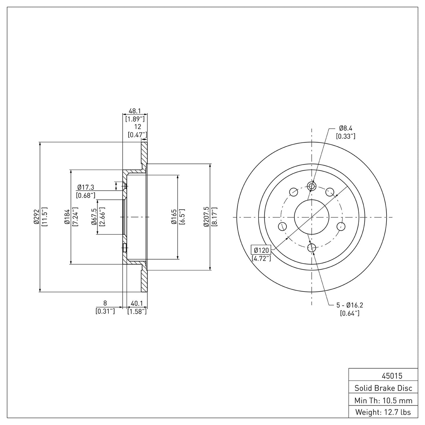 Dynamic Friction Company Disc Brake Rotor 600-45015