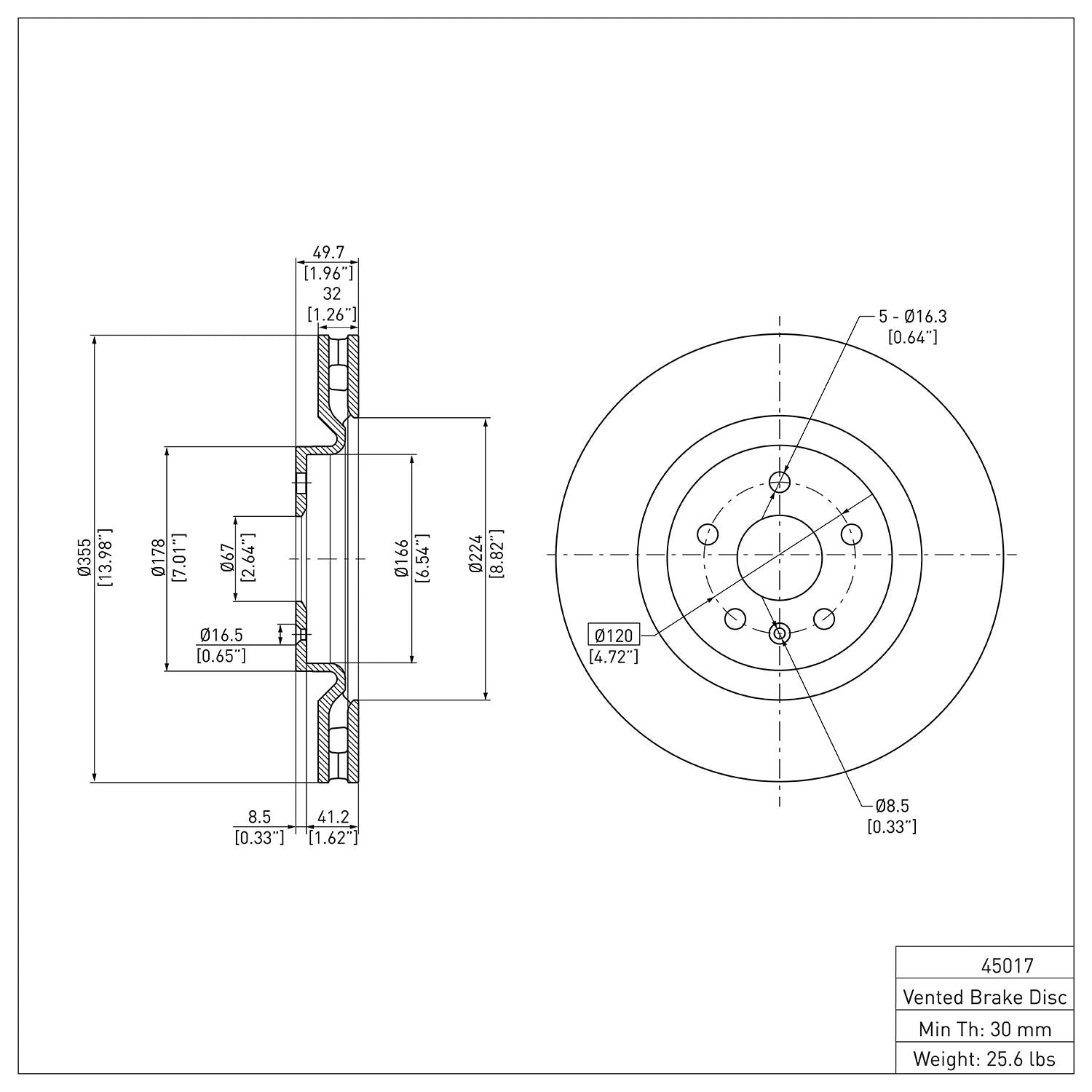 Dynamic Friction Company Disc Brake Rotor 600-45017