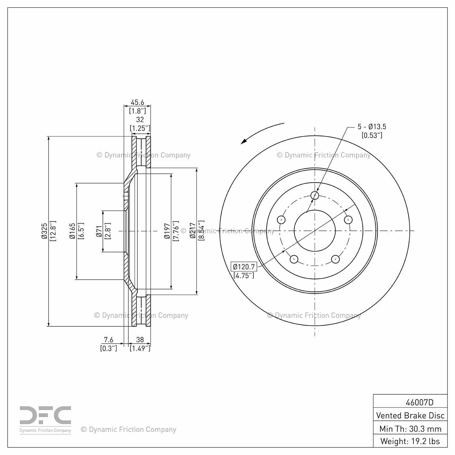 Dynamic Friction Company Disc Brake Rotor 600-46007D