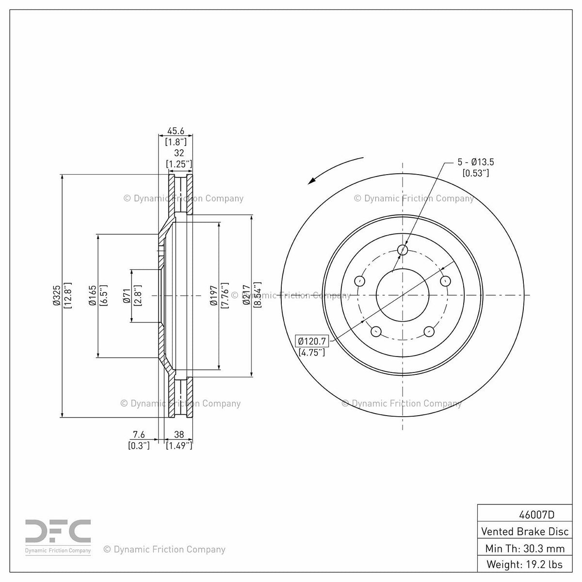 Dynamic Friction Company Disc Brake Rotor 600-46007D