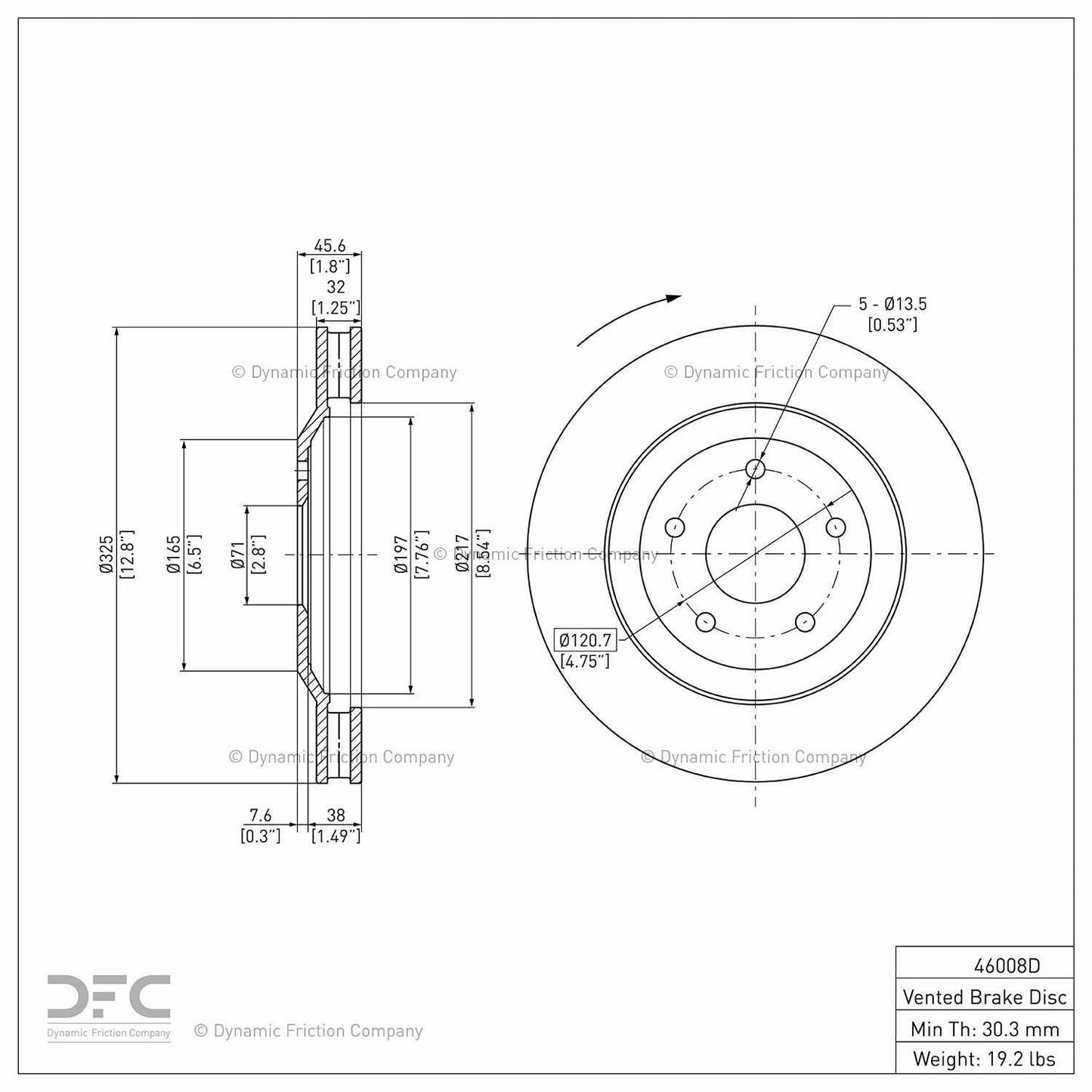 Dynamic Friction Company Disc Brake Rotor 600-46008D