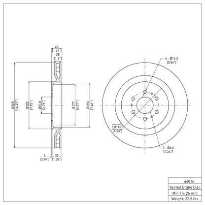 Dynamic Friction Company Disc Brake Rotor 600-46016