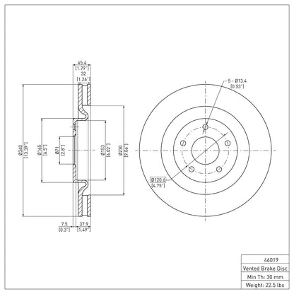Dynamic Friction Company Disc Brake Rotor 600-46019