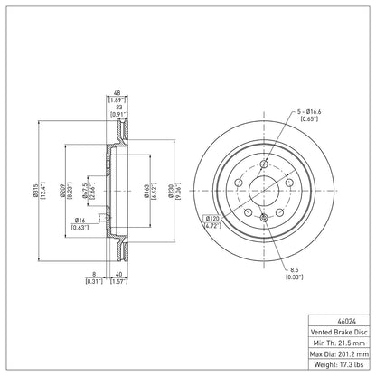 Dynamic Friction Company Disc Brake Rotor 600-46024