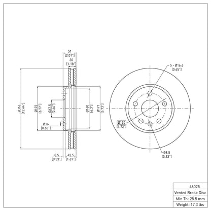 Dynamic Friction Company Disc Brake Rotor 600-46025