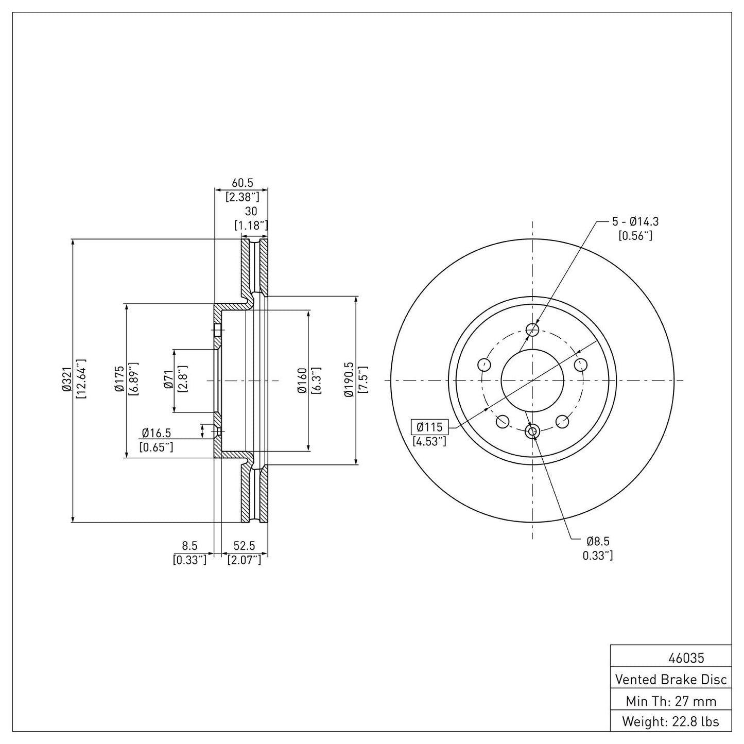 Dynamic Friction Company Disc Brake Rotor 600-46035