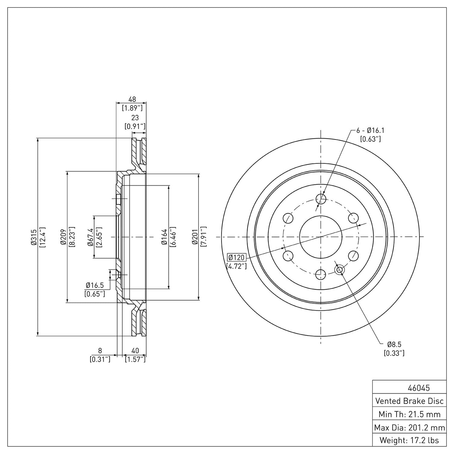 Dynamic Friction Company Disc Brake Rotor 600-46045