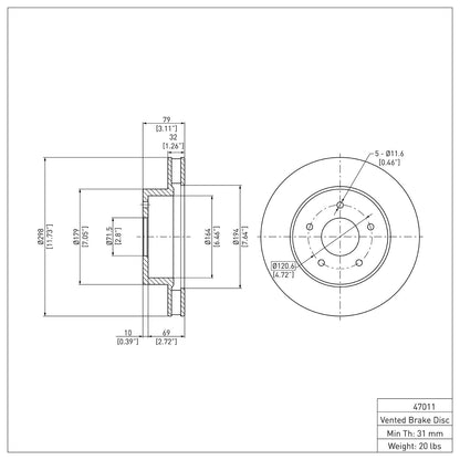 Dynamic Friction Company Disc Brake Rotor 600-47011