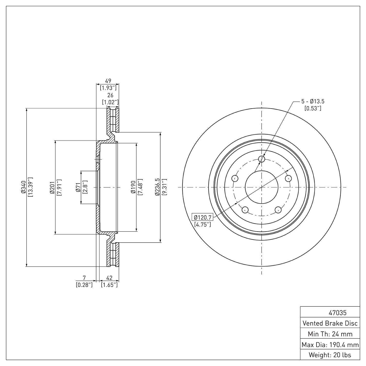 Dynamic Friction Company Disc Brake Rotor 600-47035