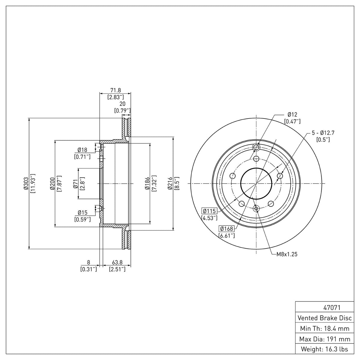Dynamic Friction Company Disc Brake Rotor 600-47071