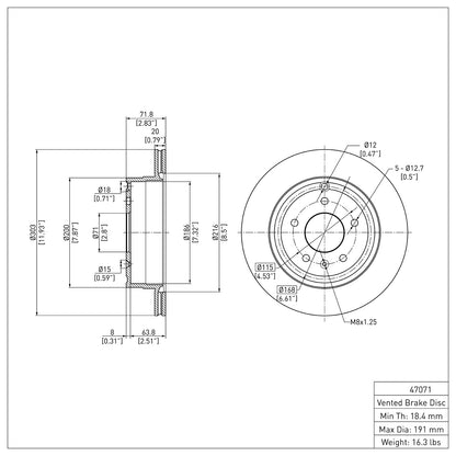 Dynamic Friction Company Disc Brake Rotor 600-47071