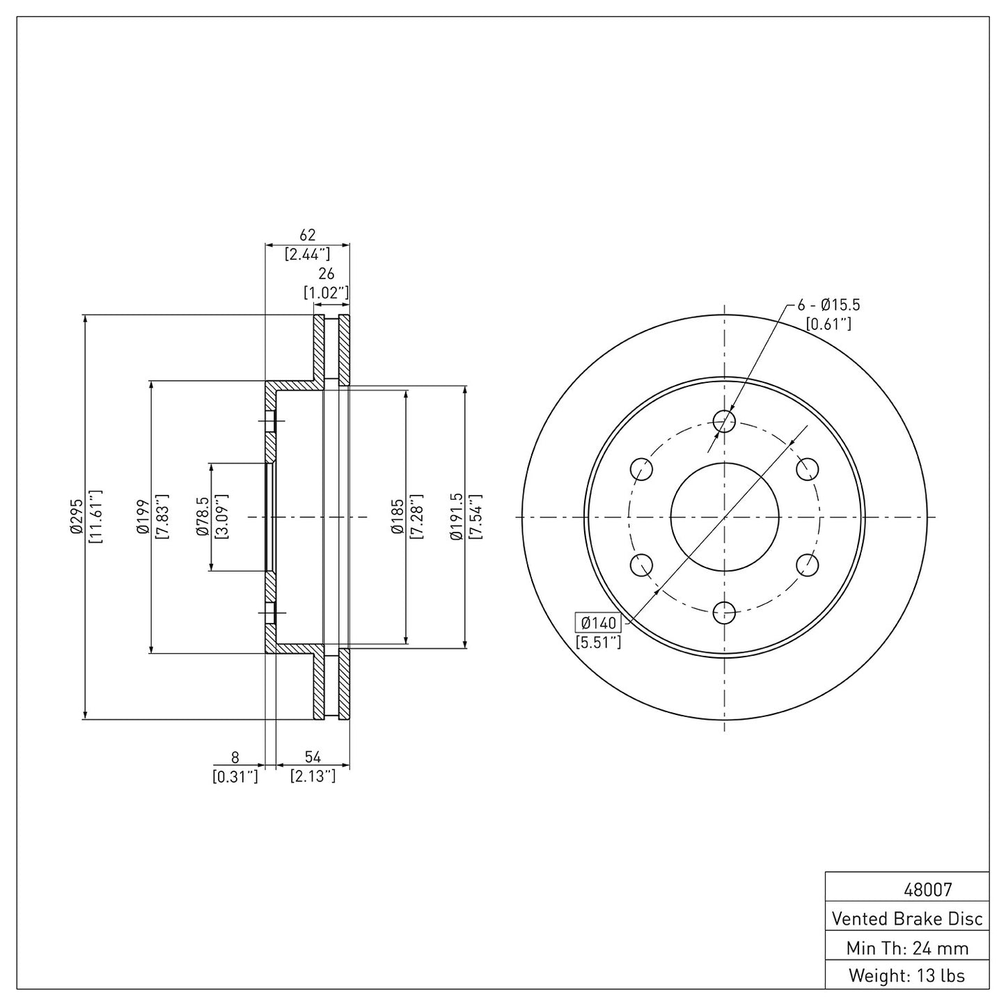Dynamic Friction Company Disc Brake Rotor 600-48007