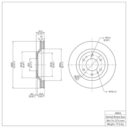 Dynamic Friction Company Disc Brake Rotor 600-48044