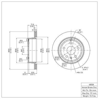 Dynamic Friction Company Disc Brake Rotor 600-48058