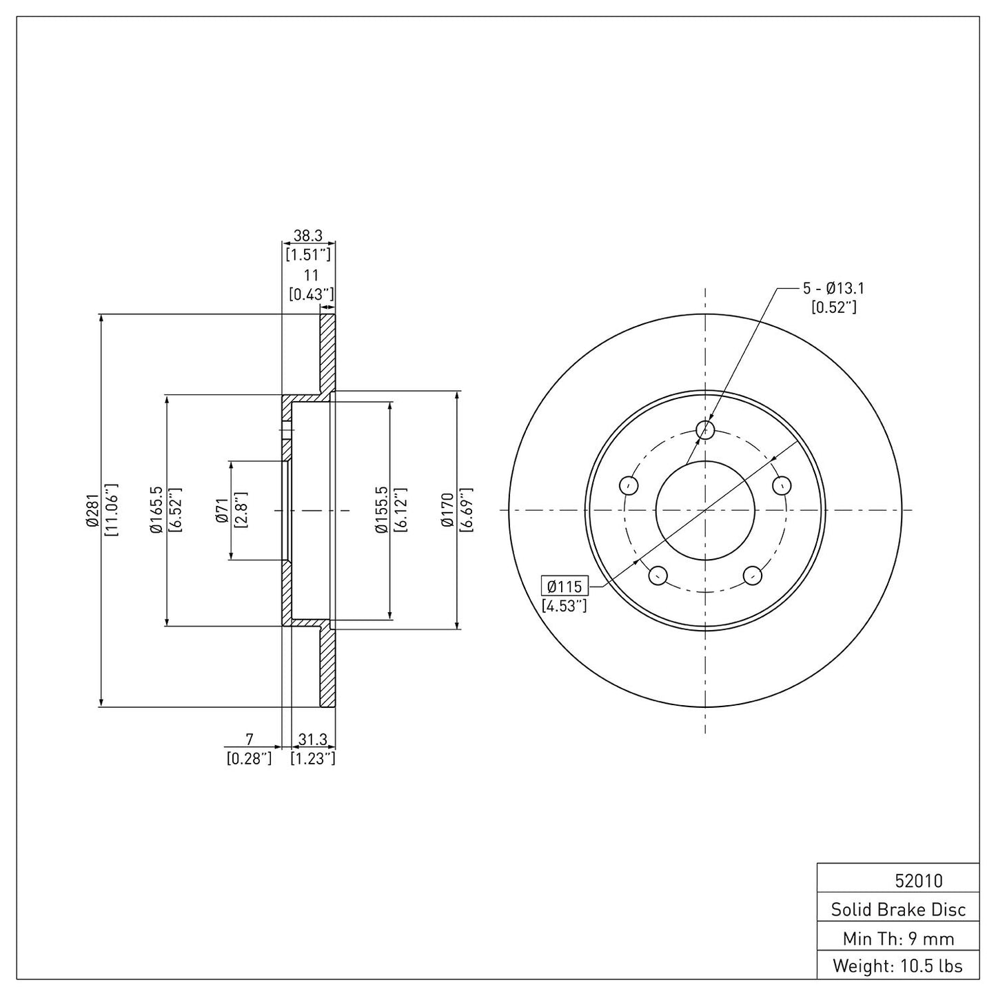 Dynamic Friction Company Disc Brake Rotor 600-52010