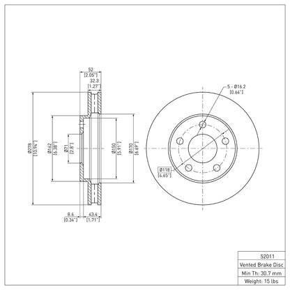Dynamic Friction Company Disc Brake Rotor 600-52011