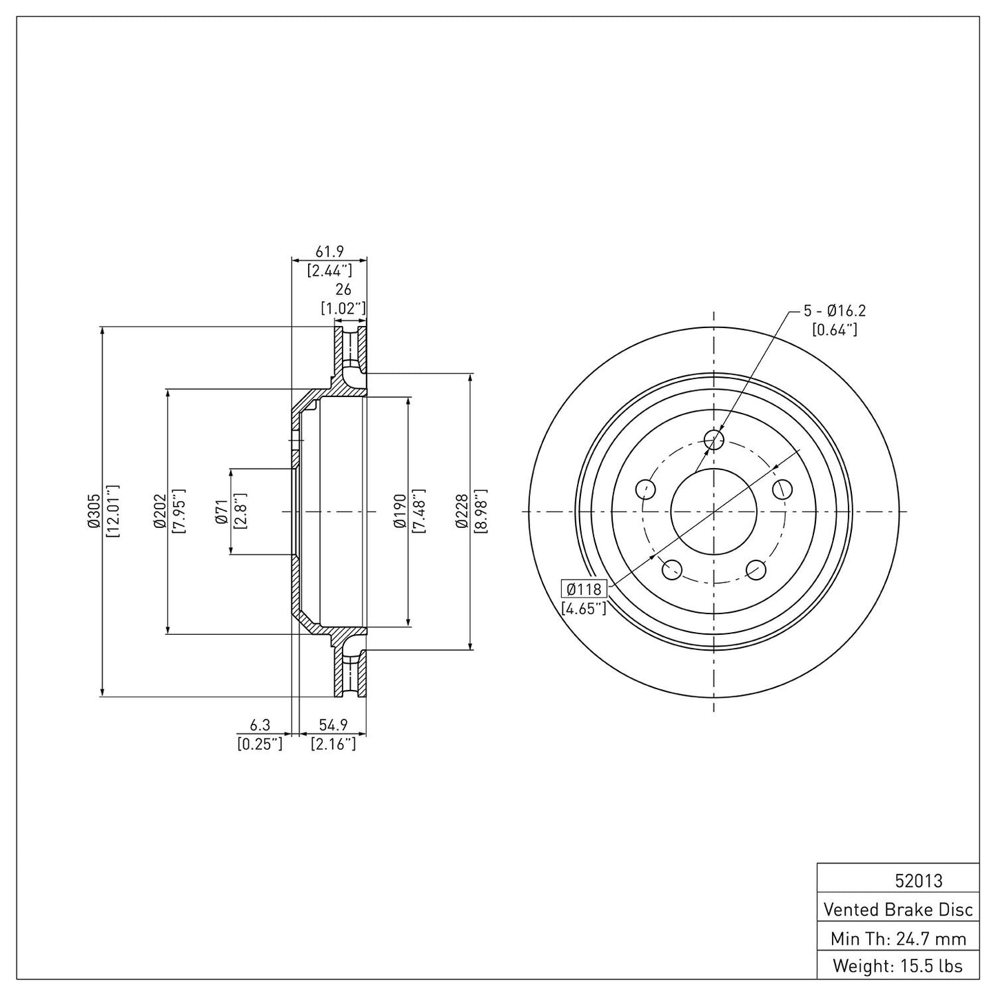 Dynamic Friction Company Disc Brake Rotor 600-52013