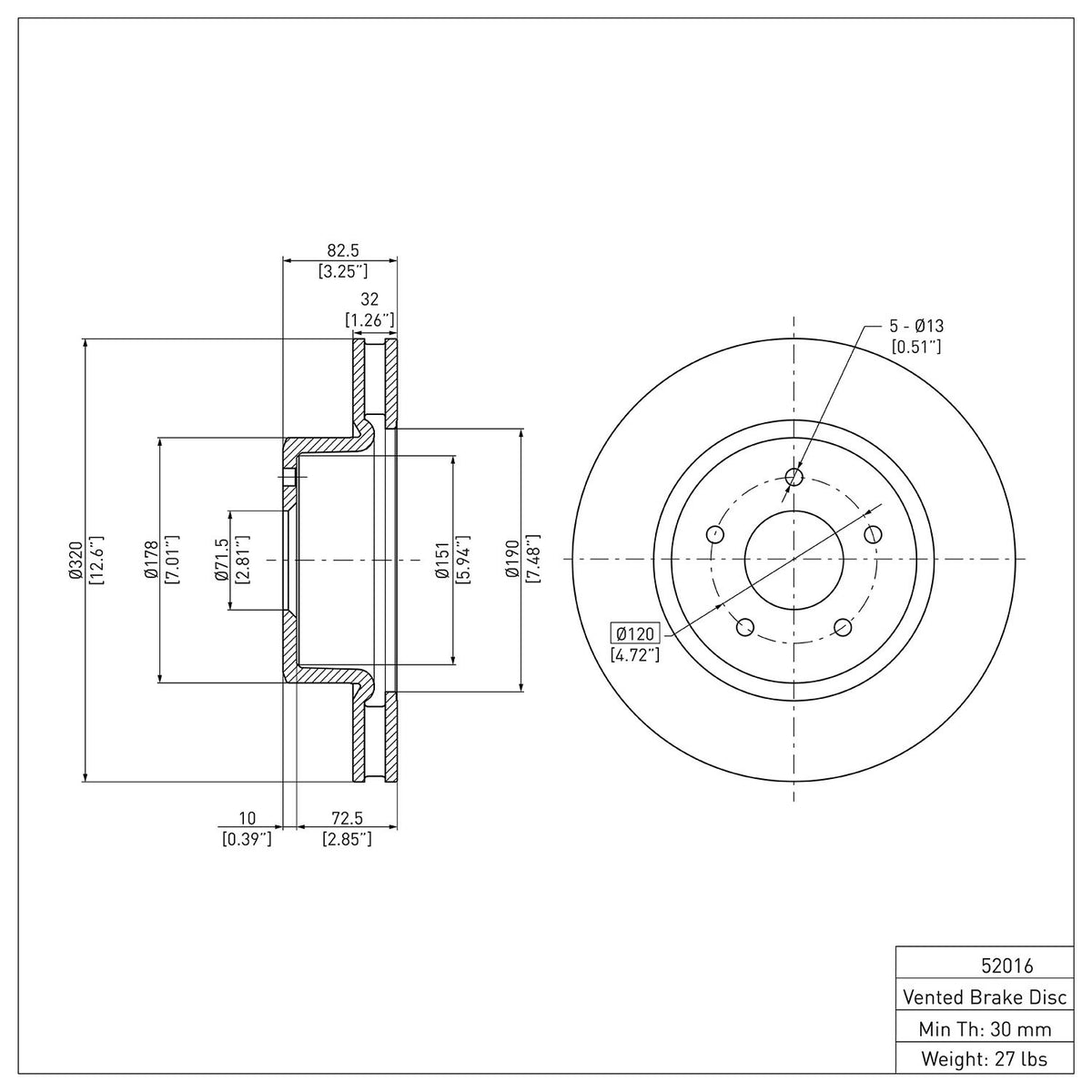 Dynamic Friction Company Disc Brake Rotor 600-52016