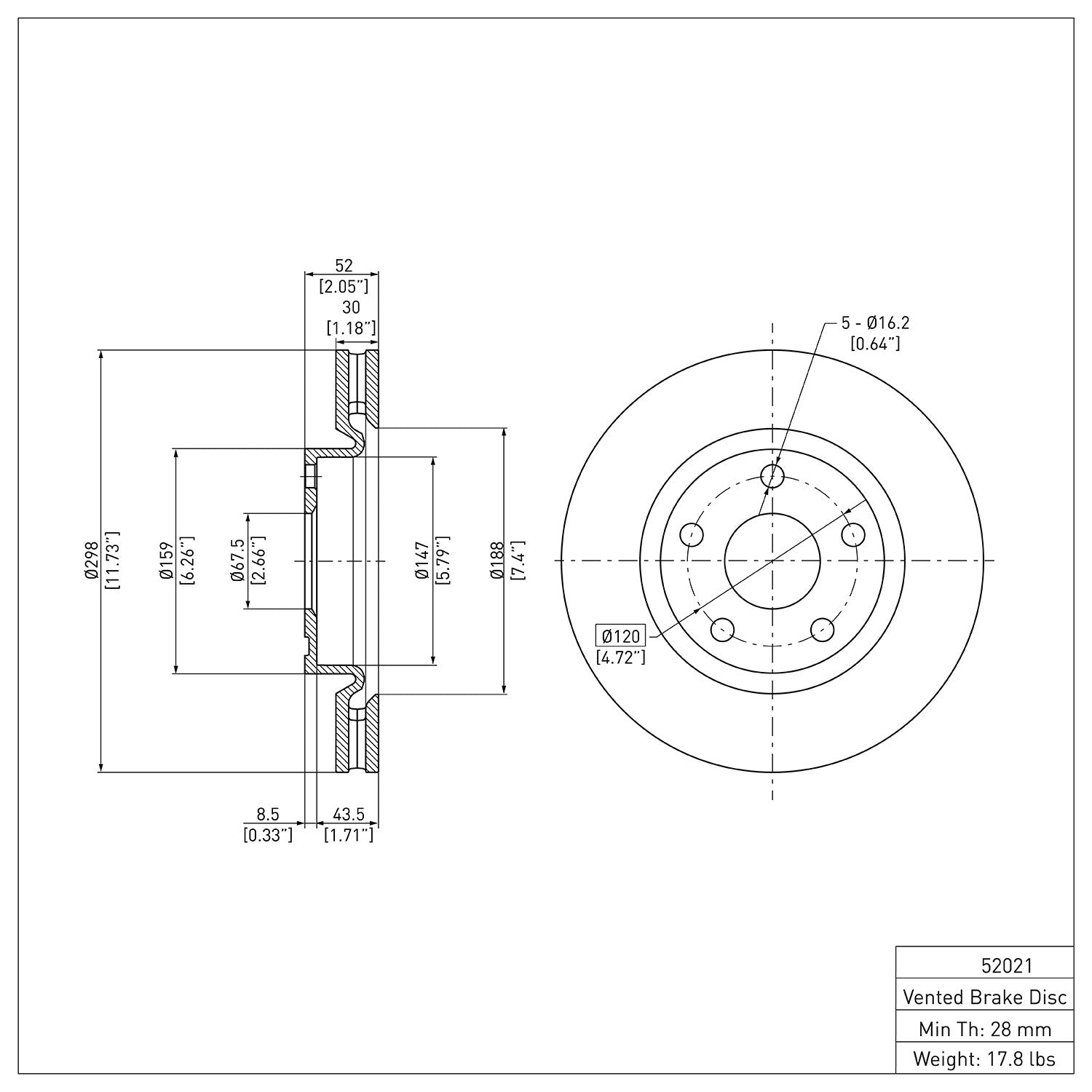 Dynamic Friction Company Disc Brake Rotor 600-52021