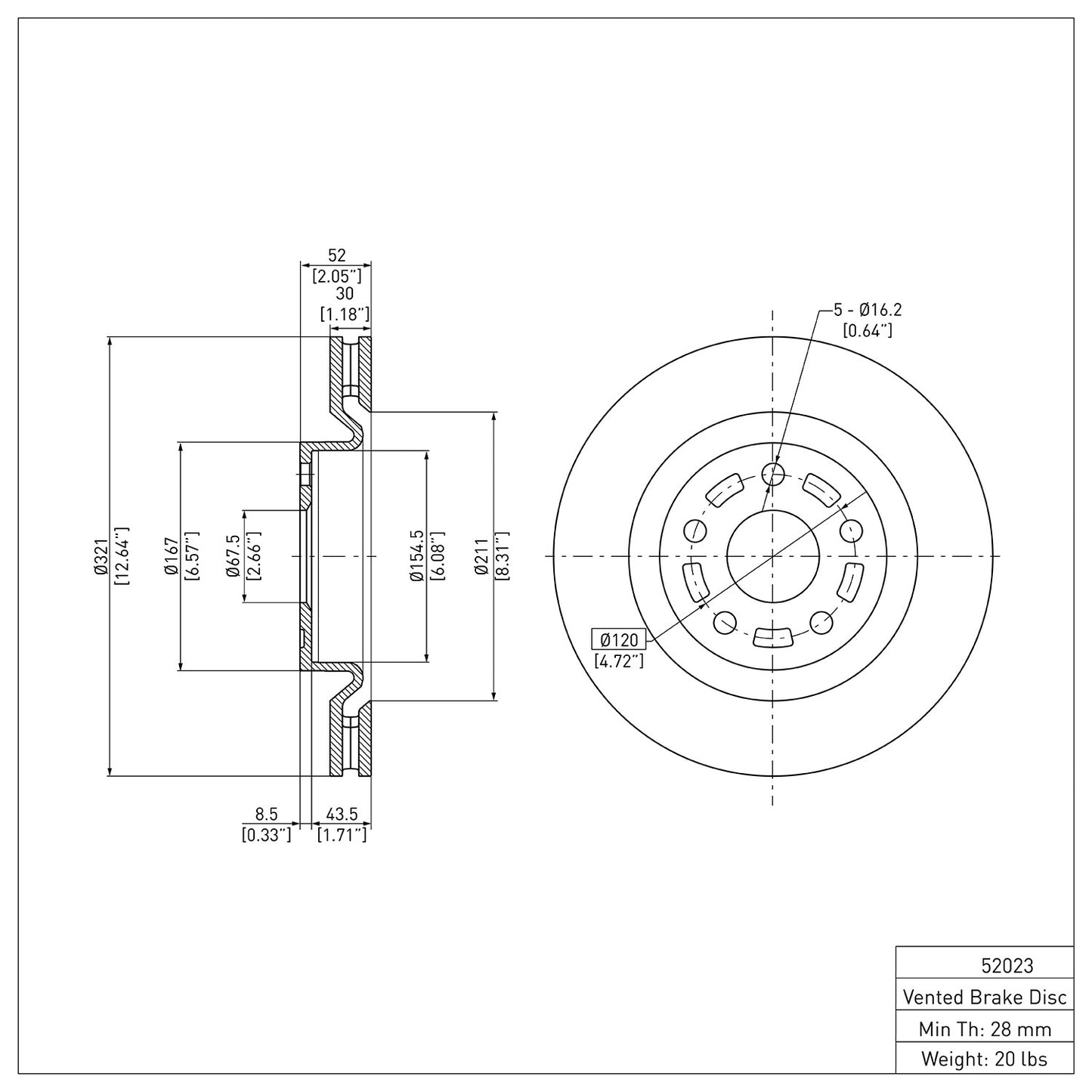 Dynamic Friction Company Disc Brake Rotor 600-52023