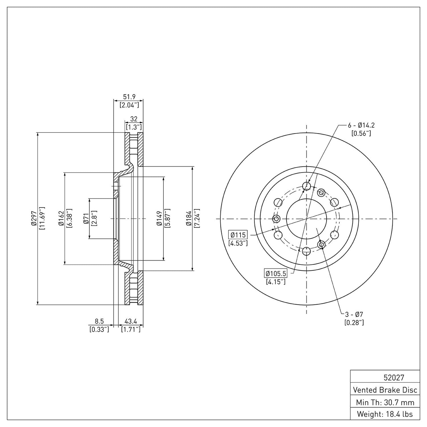 Dynamic Friction Company Disc Brake Rotor 600-52027