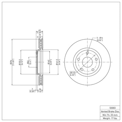 Dynamic Friction Company Disc Brake Rotor 600-53003