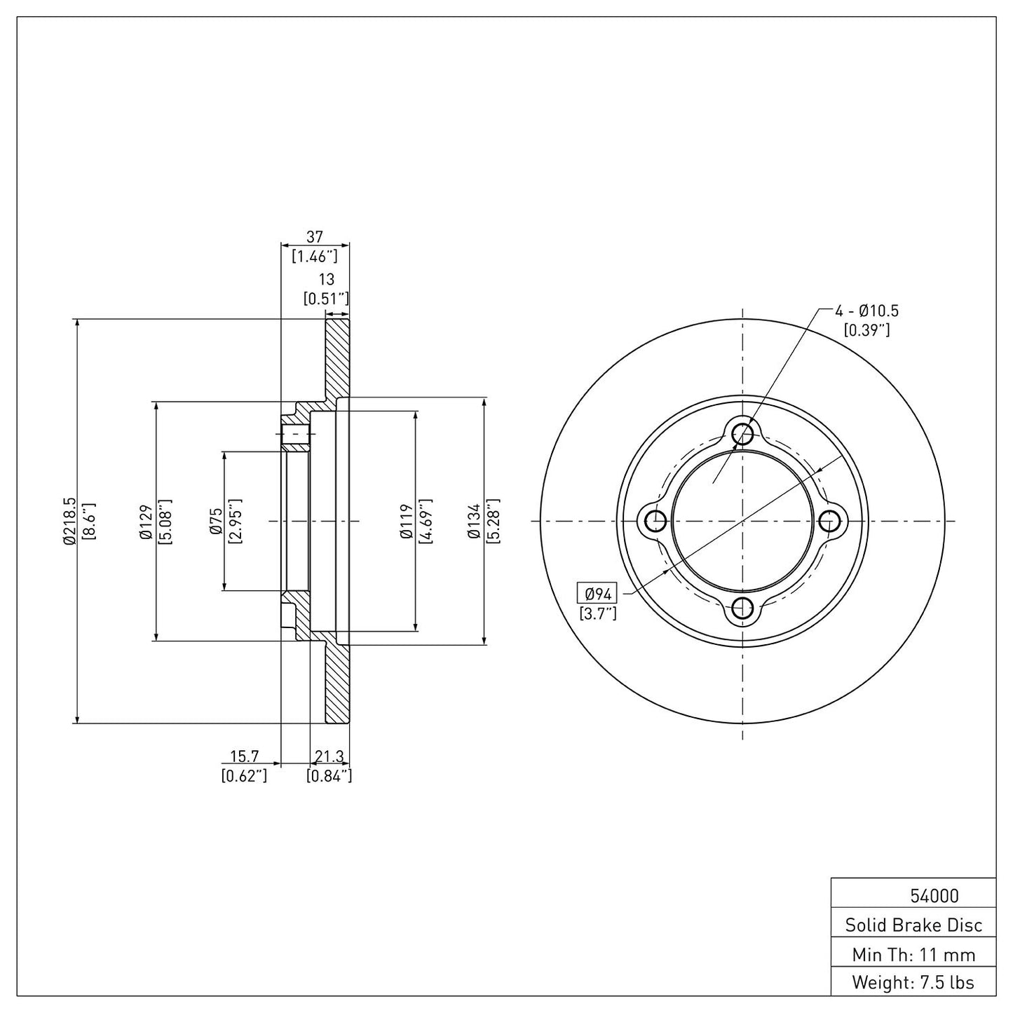 Dynamic Friction Company Disc Brake Rotor 600-54000
