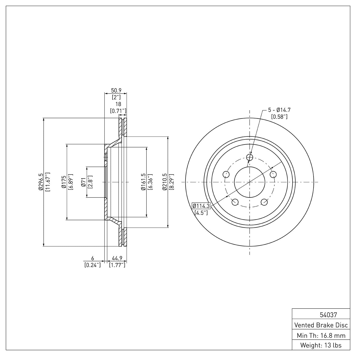 Dynamic Friction Company Disc Brake Rotor 600-54037