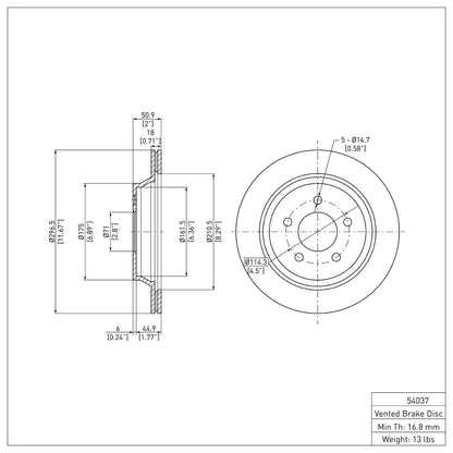 Dynamic Friction Company Disc Brake Rotor 600-54037