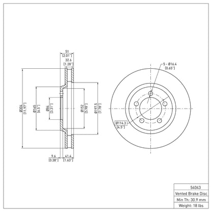 Dynamic Friction Company Disc Brake Rotor 600-54043