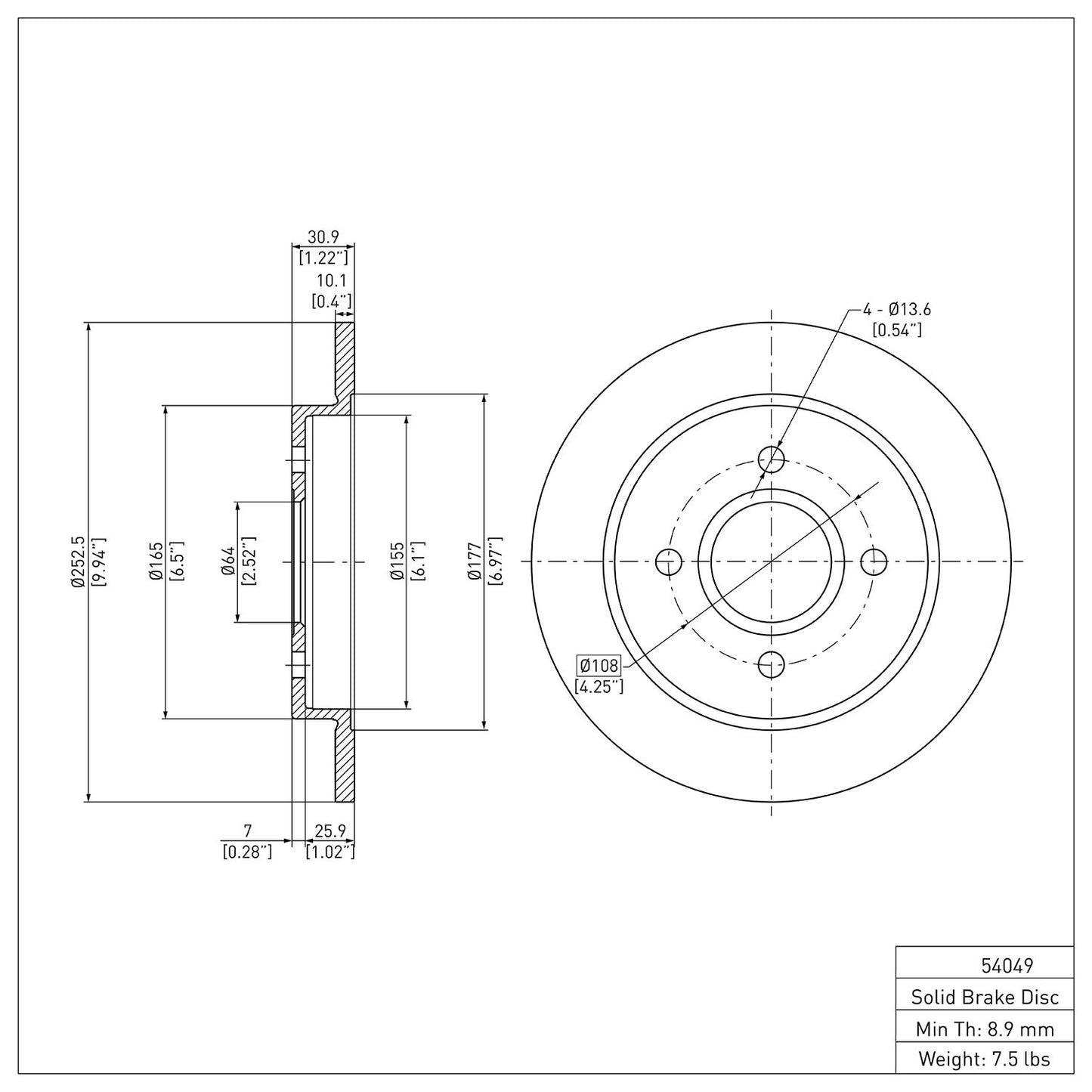Dynamic Friction Company Disc Brake Rotor 600-54049
