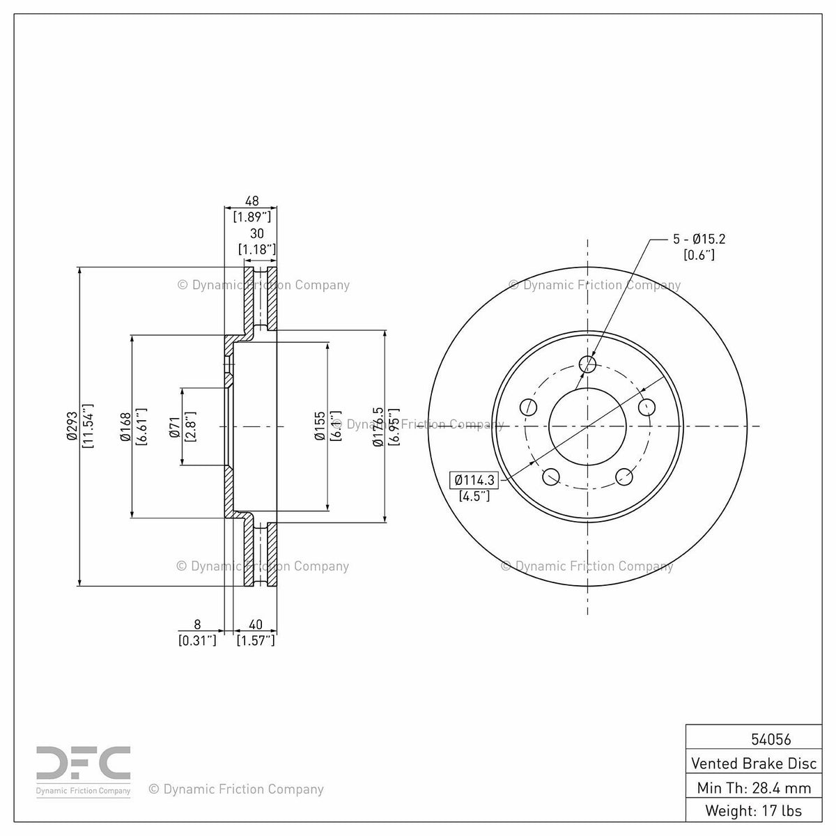 Dynamic Friction Company Disc Brake Rotor 600-54056