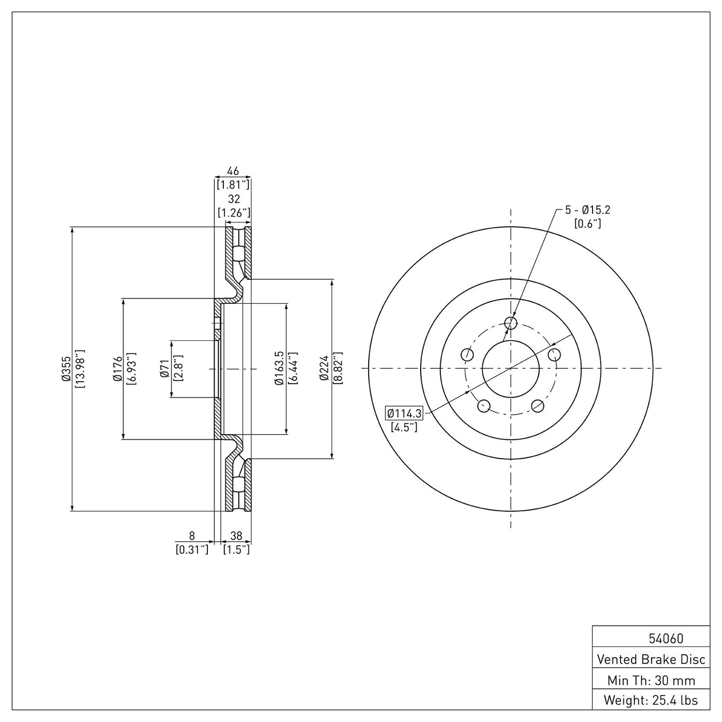 Dynamic Friction Company Disc Brake Rotor 600-54060