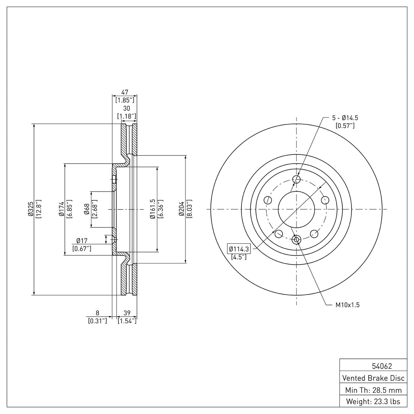 Dynamic Friction Company Disc Brake Rotor 600-54062