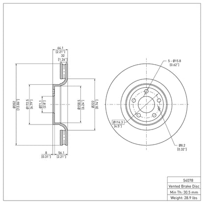 Dynamic Friction Company Disc Brake Rotor 600-54078
